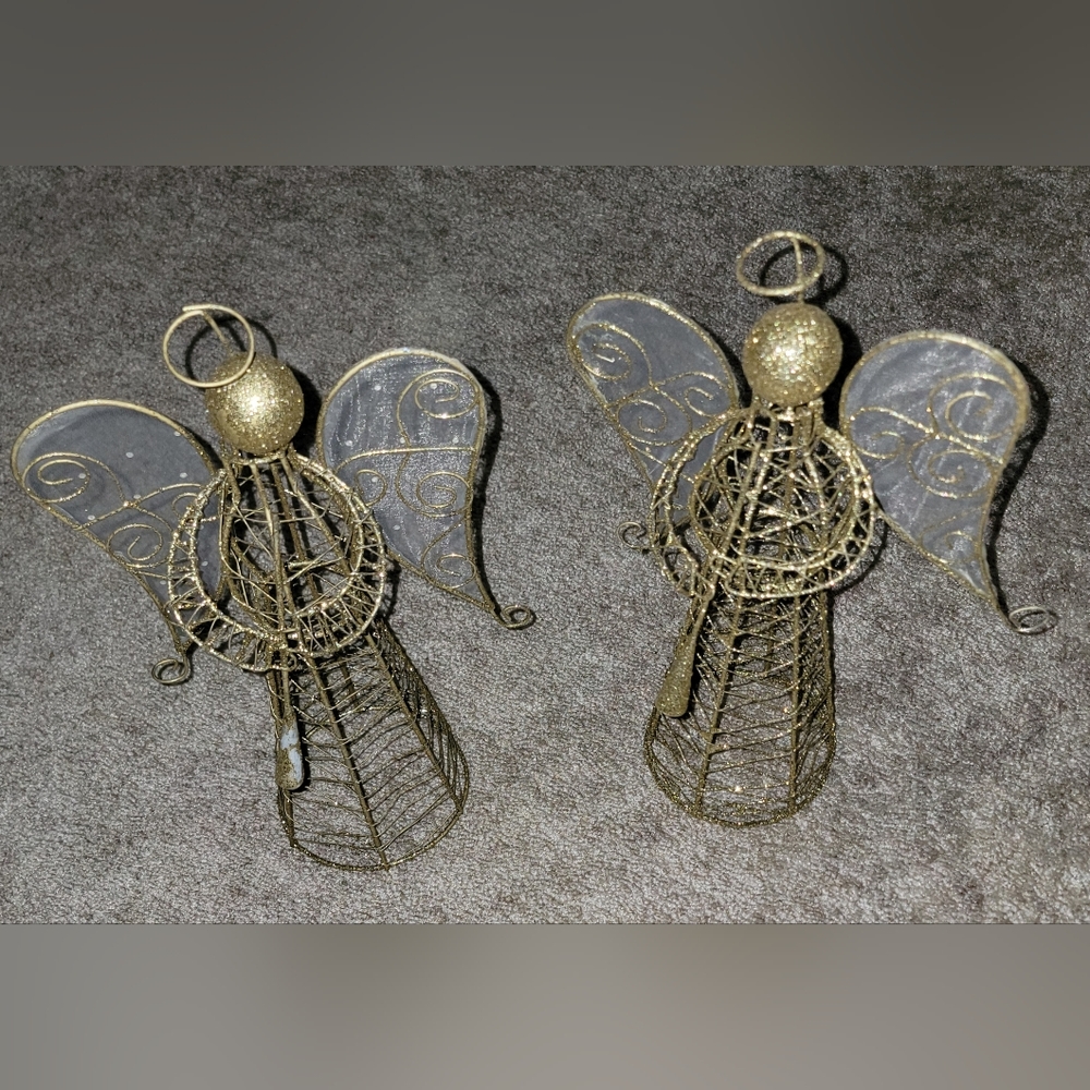 Wire Mesh Christmas Angels with trumpets
